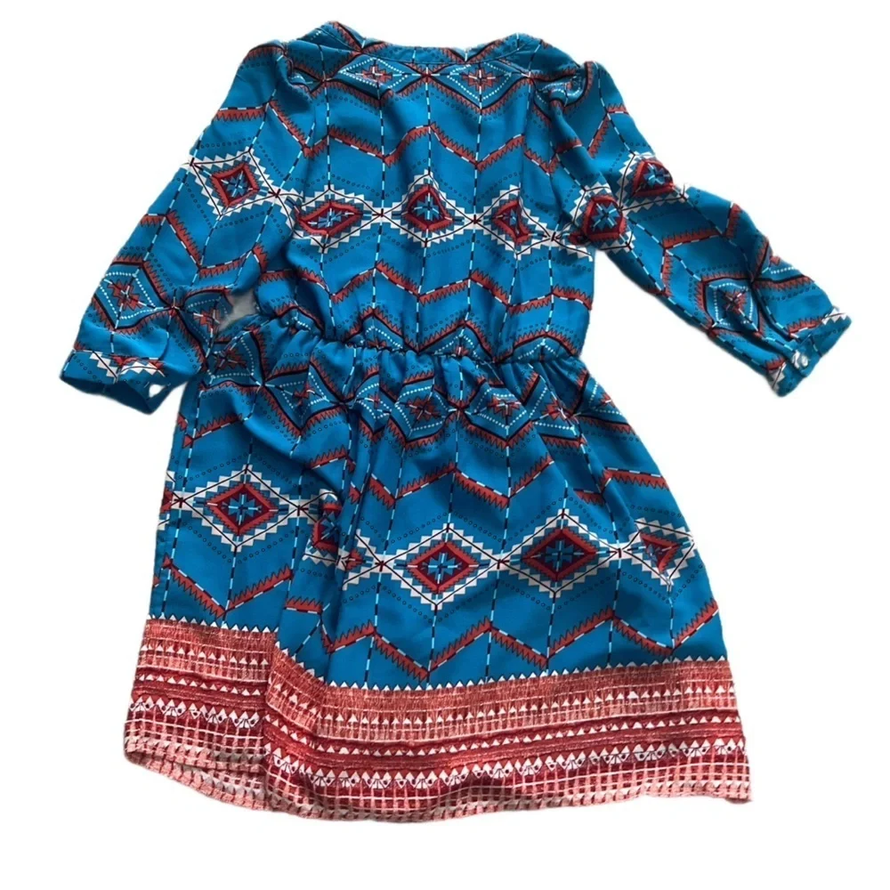 GB Girls Boho Red and Blue Patterned Dress Size Medium